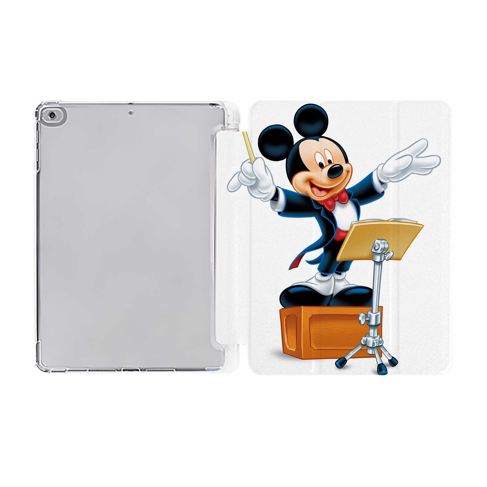 （画像用） ミッキーマウス Mickey Mouse IPad ケース ペン収納付き 三つ折りスタンド PUレザー×シリコン 対応機種9.5/10.5/10.9インチ